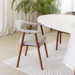 Armstoel COLETTE Monza Beige - Poot Walnoot