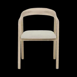 Armstoel SKYE Bouclé Beige - Poot Lichte Eik