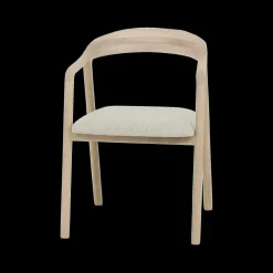 Armstoel SKYE Bouclé Beige - Poot Lichte Eik