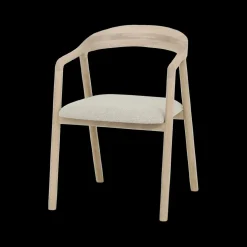 Armstoel SKYE Bouclé Beige - Poot Lichte Eik