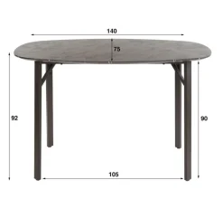 Bartafel PERRY Deens Ovaal 140x75 Marmerlook