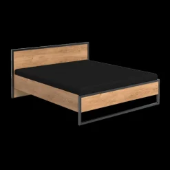 Bed KICK Plankeneiche/Raw Steel 160x200