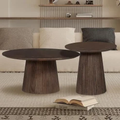 Bijzettafel DOMINGO Mango Donkerbruin Ø50