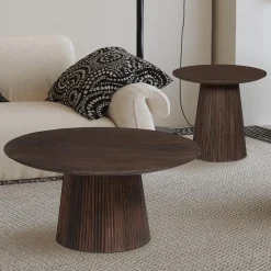 Bijzettafel DOMINGO Mango Donkerbruin Ø50