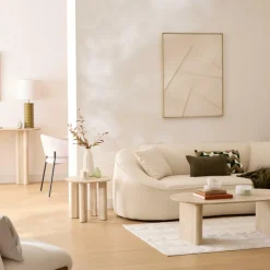 Bijzettafel LAGOON Ø50 Travertijnlook