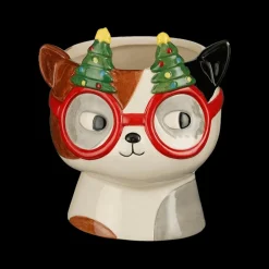 Bloempot BENZEL Kat Kerstbril Multi Ass.