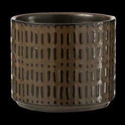 Bloempot Streep Ker. Zw/Br S