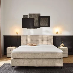 Boxspring ALKMAAR Chenille Beige 180x200