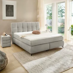 Boxspring ALKMAAR Rib Grijs 180x200