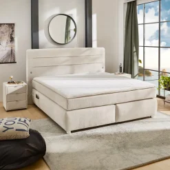 Boxspring LELYSTAD Chenille beige 180x200