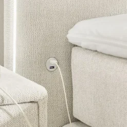 Boxspring LELYSTAD Chenille beige 180x200