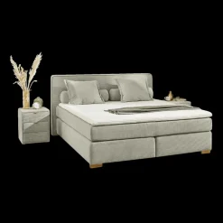 Boxspring TILBURG Ribfluweel 426/17 Greige 180x200