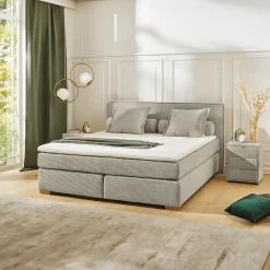 Boxspring TILBURG Ribfluweel 426/17 Greige 180x200
