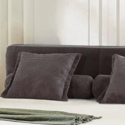 Boxspring TILBURG Ribfluweel Donkergrijs 180x200