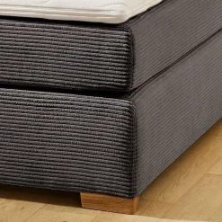 Boxspring TILBURG Ribfluweel Donkergrijs 180x200