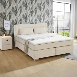 Boxspring WASSENAAR Chenille Beige 180x200