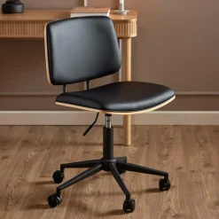 Bureaustoel MIKKEL PU Zwart/Eik Fineer