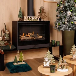 Decowoord MERRY CHRISTMAS Hout Naturel/Goud