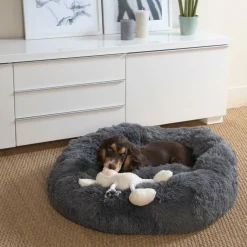 Dierenkussen WOEZEL Rnd M Dk.Grijs