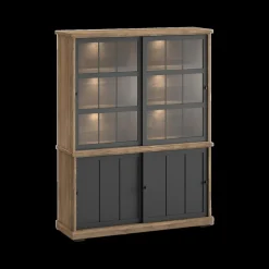 Dressoir met Opzetkast TOLUCA Old Teak/Zwart B159