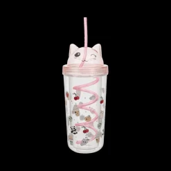 Drinkbeker KAWAII Kat 40cl M/Rietje Roze Ass.