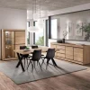 Eetkamer MACOUN: Dressoir + Glaskast + ABBEY Tafel + 4 stoelen LORRY zwart