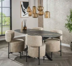 Eettafel DELANO Deens Ovaal 180x90 Keramiek Zwart