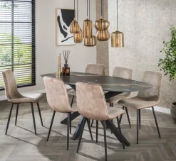 Eettafel DELANO Deens Ovaal 180x90 Keramiek Zwart