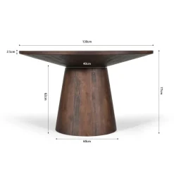 Eettafel MARANZA Ø130 Mangohout Bruin