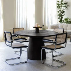 Eettafel MARANZA Ø130 Mangohout Zwart