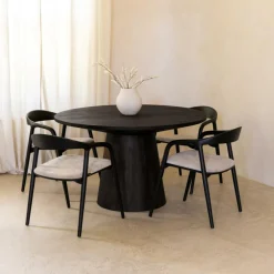 Eettafel MARANZA Ø130 Mangohout Zwart