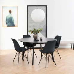 Eettafel MARIS Zwart Eikfineer Ø140cm