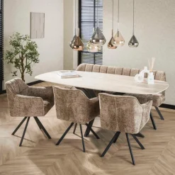 Eettafel SANCHO Keramiek Travertin 215x105