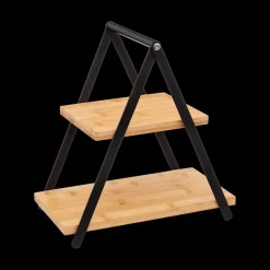 Etagère APRIX 2Niv. Met. Zwart/Bamboe