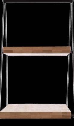 Etagère APRIX 2Niv. Met. Zwart/Bamboe