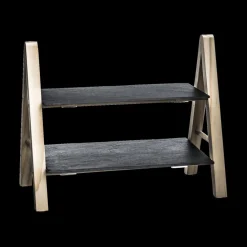 Etagère ARDOISE 2Niv. Leisteen/Bamboe