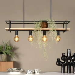 Hanglamp MILONGA Met. Zwart/Hout