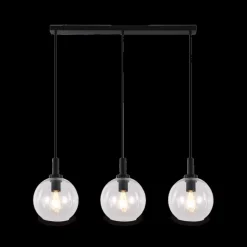 Hanglamp OSIRA 3Del. Zwart/Glas Helder
