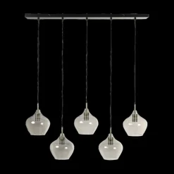 Hanglamp RAKEL 5Del. Ant. Brons/Glas Smoke
