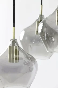 Hanglamp RAKEL 5Del. Rnd Ant. Brons/Glas Smoke