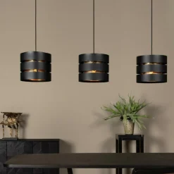 Hanglamp ROSAS 3Del. Lang Zwart/Goud