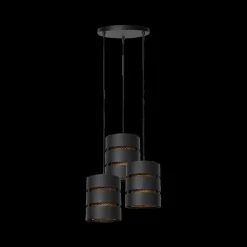 Hanglamp ROSAS 3Del. Rond Zwart/Goud