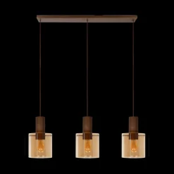 Hanglamp TOLEDO 3Del. Koper/Glas Amber