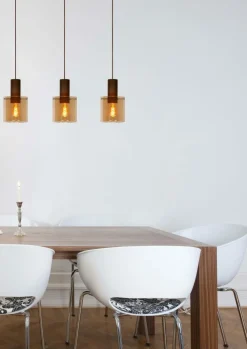 Hanglamp TOLEDO 3Del. Koper/Glas Amber