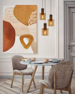 Hanglamp TOLEDO Rond Koper/Glas Amber