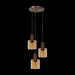 Hanglamp TOLEDO Rond Koper/Glas Amber