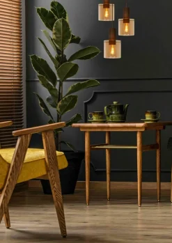 Hanglamp TOLEDO Rond Koper/Glas Amber