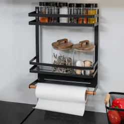 Hangrek/Keukenrolhouder KARAS Metaal Zwart