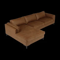 Hoeksalon AXEL Longchair Links Cognac