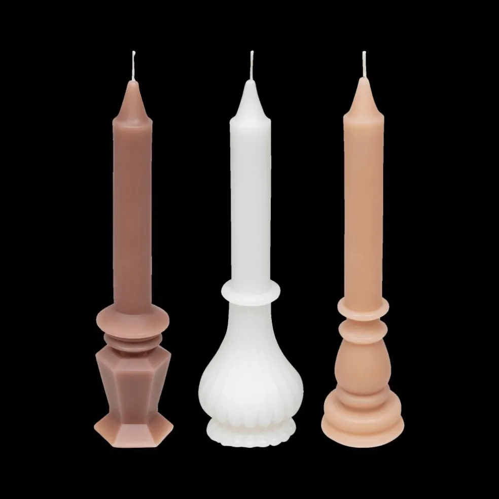 Kaars COTTAGE S/3 Wit/Roze Ass.